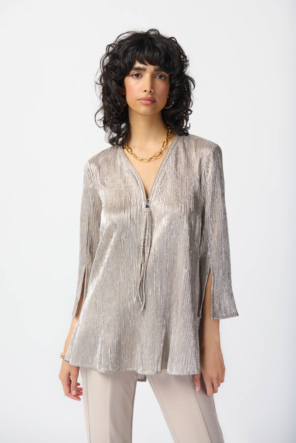 Joseph Ribkoff Shiny Texture Zip Front Tunic Style 241237