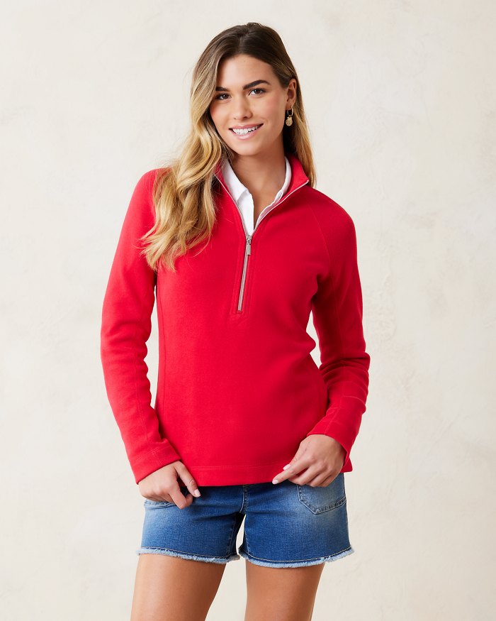 Tommy Bahama The New Aruba Half Zip Sweatshirt Tango Red