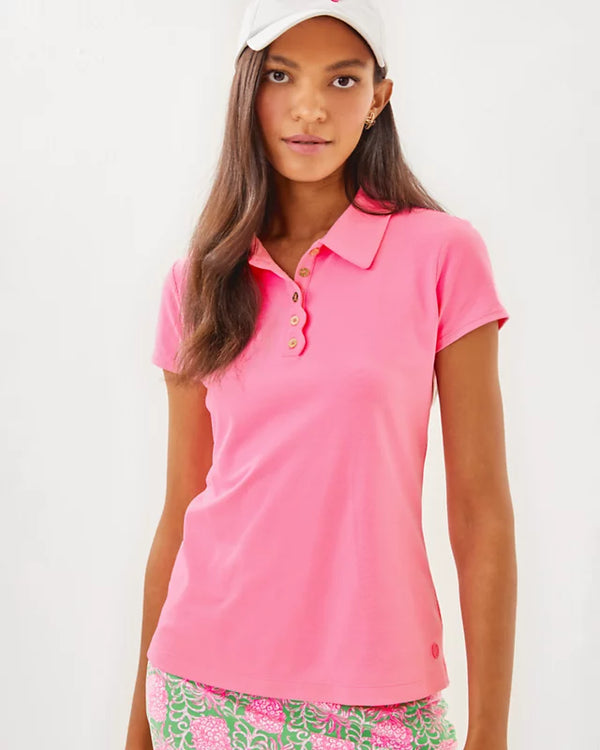 Lilly Pulitzer UPF 50+ Frida Scalloped Polo Top Rousseau Pink