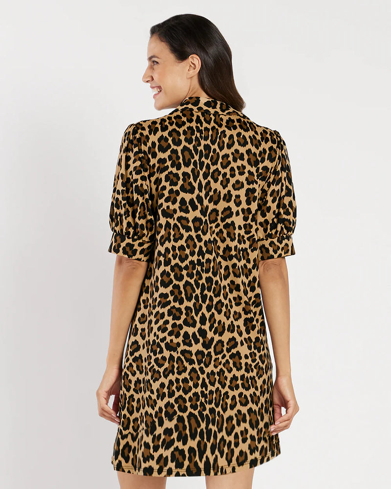 Jude Connally Emerson Dress Large Leopard Brown Camel