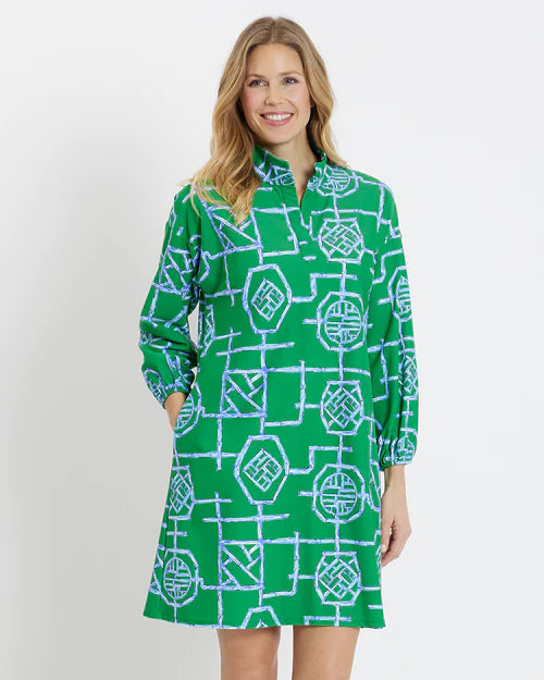 Jude Connally Florence Dress Lightweight Jude Cloth Bamboo Lattice Shamrock