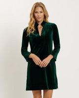 Jude Connally Kate Dress Stretch Velvet Palace Green