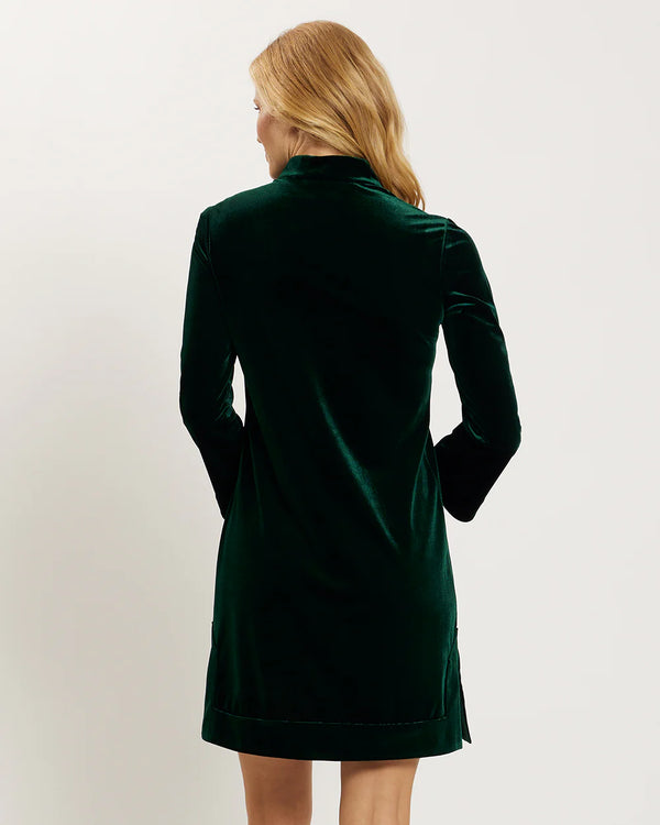 Jude Connally Kate Dress Stretch Velvet Palace Green