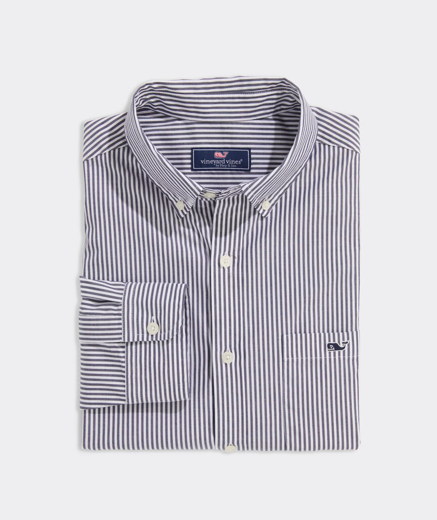 Vineyard Vines Stretch Poplin Stripe Shirt in Stiped Nautical Navy ...