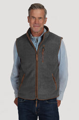 True Grit Herringbone Fleece Zip Vest in Harley Black