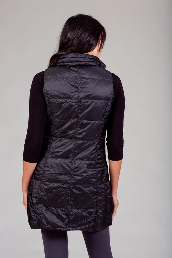 Anorak Long Metallic Down Vest Black