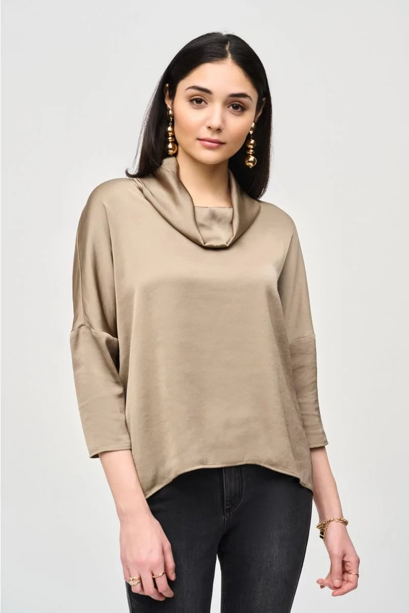 Joseph Ribkoff Satin Cowl Collar Top Style 243189 Java