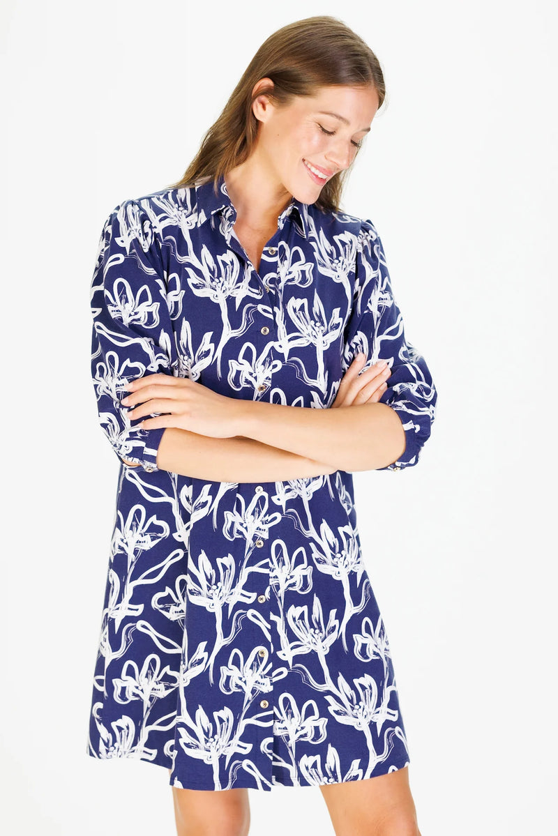 Duffield Lane Ashlynn Dress Navy Painted Floral