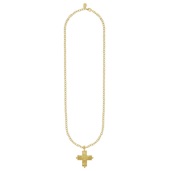 Susan Shaw Long Jerusalem Cross Necklace Gold