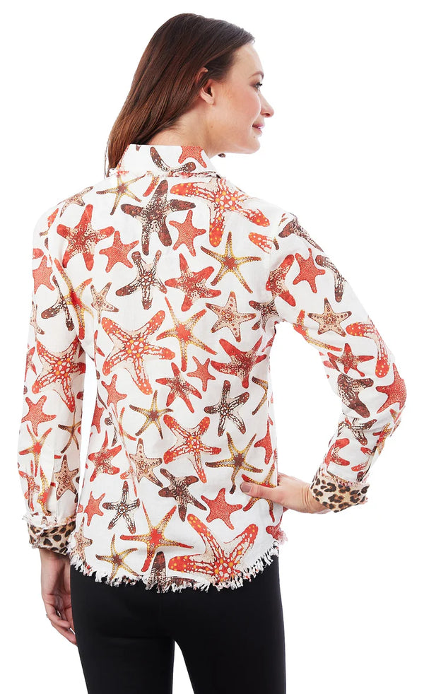 Dizzy Lizzie Cape Cod Shirt Starfish Print