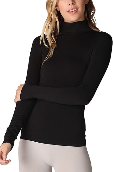 NikiBiki Basic Long Sleeve Mock Neck Top Black