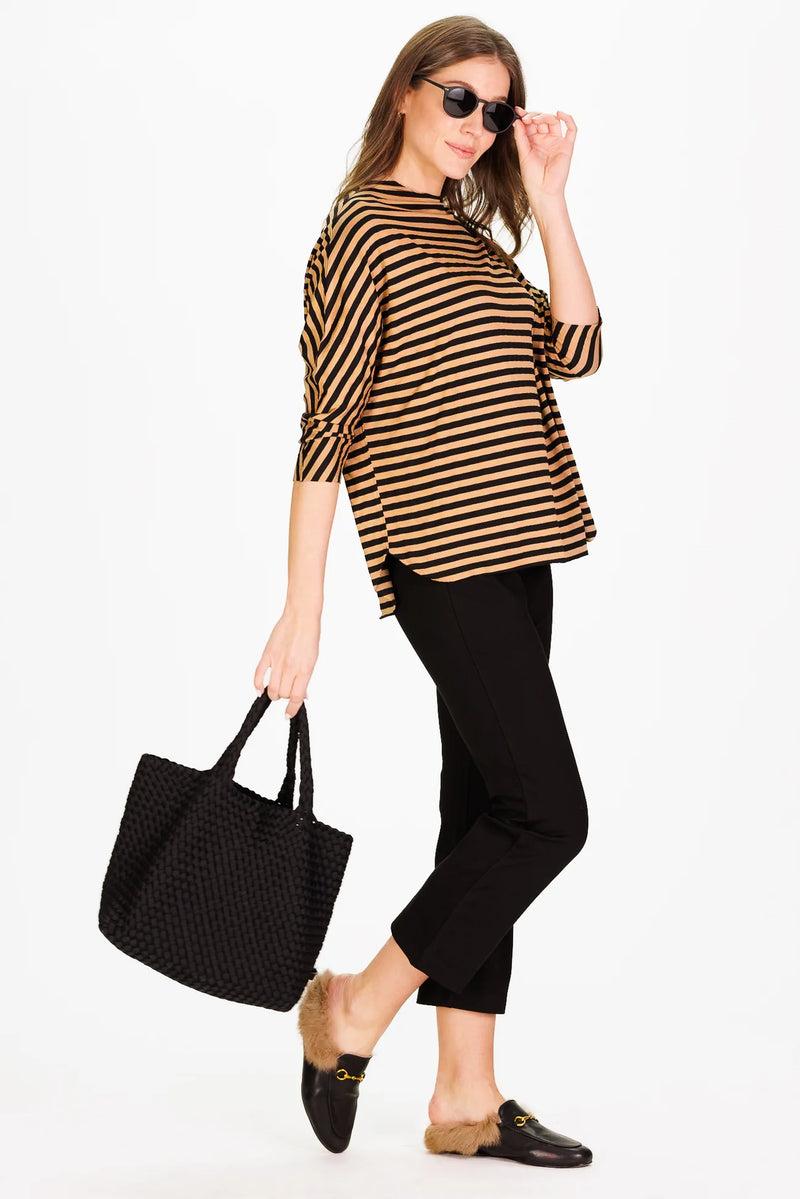 Duffield Lane Betsy Top Black and Brown Stripe