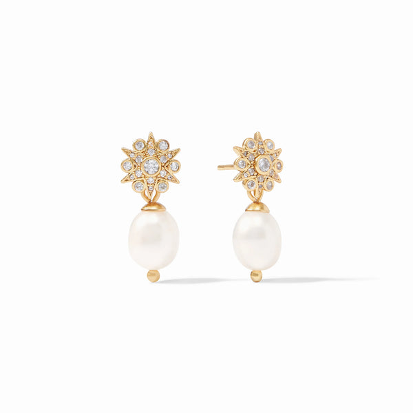 Julie Vos Celeste Demi Pearl Drop Earring Cubic Zirconia Pearl