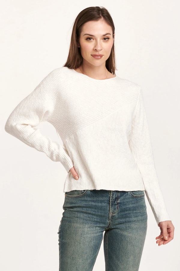 Dear John Giovanna Crew Neck Long Sleeve Top Ivory