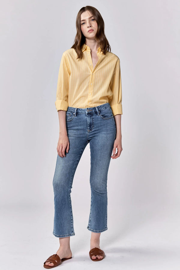 Dear John Jeanne Mid Rise Cropped Flare Jeans Tekapo