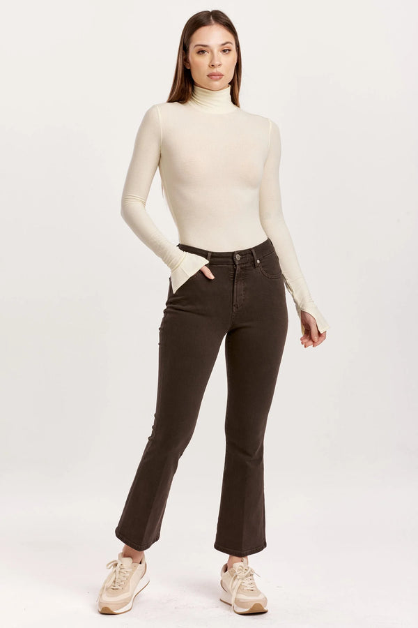 Dear John Jeanne High Rise Cropped Flare Jeans Coffee Ground