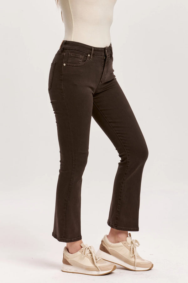 Dear John Jeanne High Rise Cropped Flare Jeans Coffee Ground