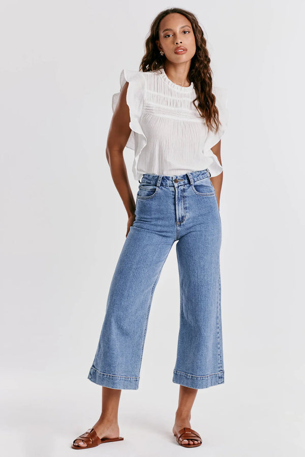 Dear John Audrey Super High Rise Cropped Wide Leg Jeans Sheridan