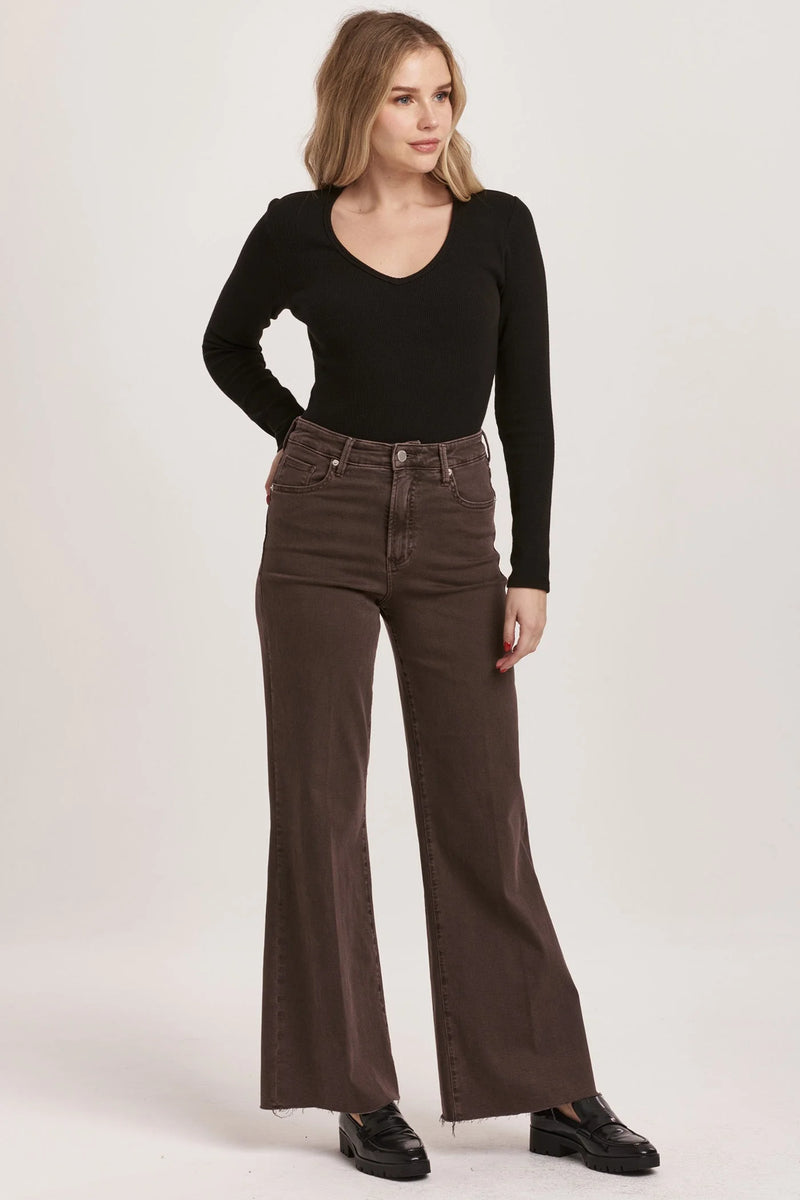 Dear John Fiona High Rise Wide Leg Jean Mocha Brown