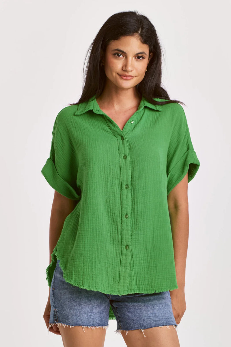 Dear John Lorelei Button Front Shirt Green Flare