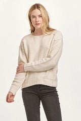 Dear John Jenna Raw Detail Sweater Cream