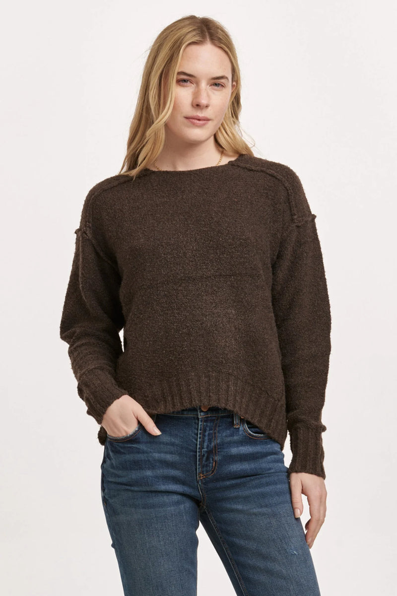 Dear John Jenna Raw Detail Sweater Dark Chocolate