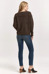 Dear John Jenna Raw Detail Sweater Dark Chocolate