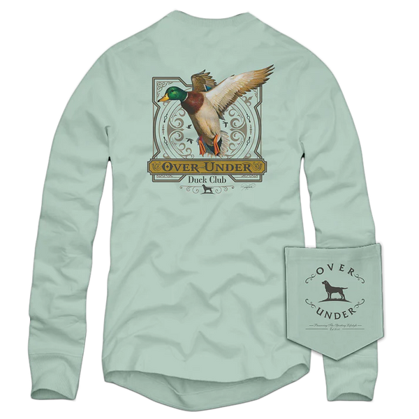 Over Under Long Sleeve Duck Club T-Shirt in Green Tea