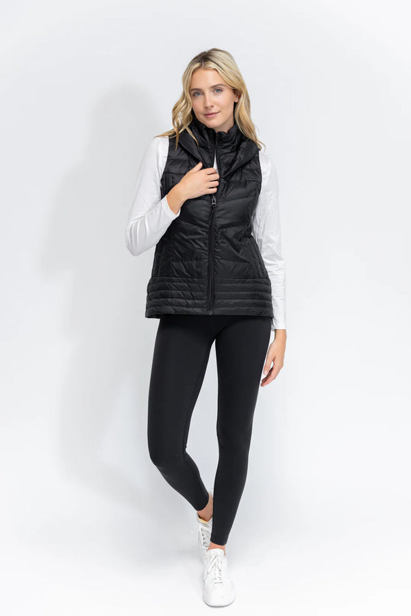 Anorak Metallic Quilted Vest Black