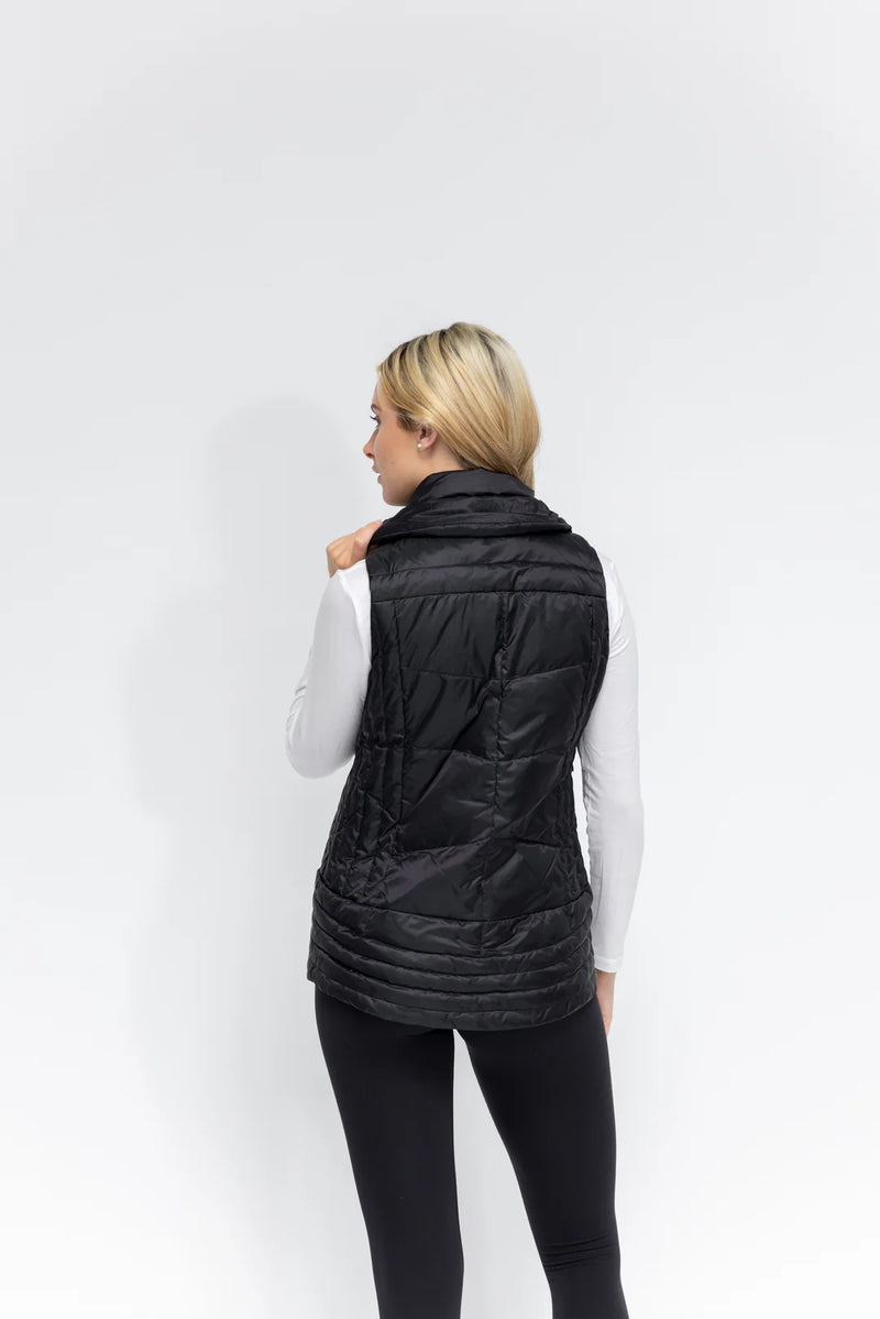 Anorak Metallic Quilted Vest Black