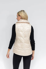 Anorak Metallic Quilted Vest Bone