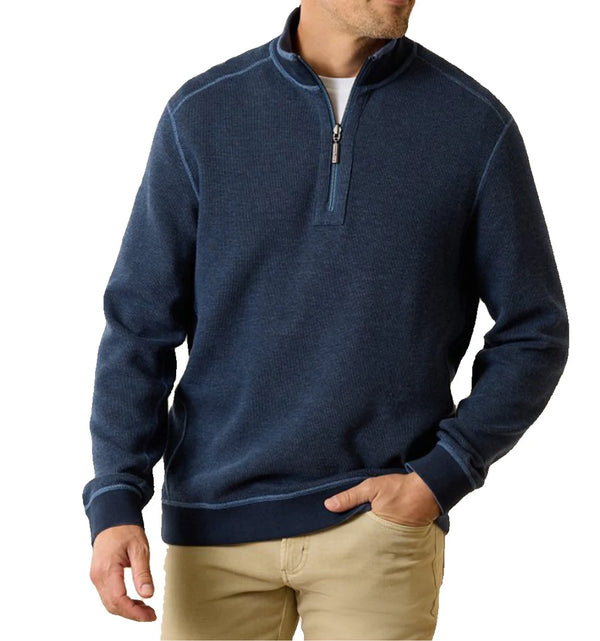 Tommy Bahama Flip Coast Reversible Half-Zip Blue Note Heather