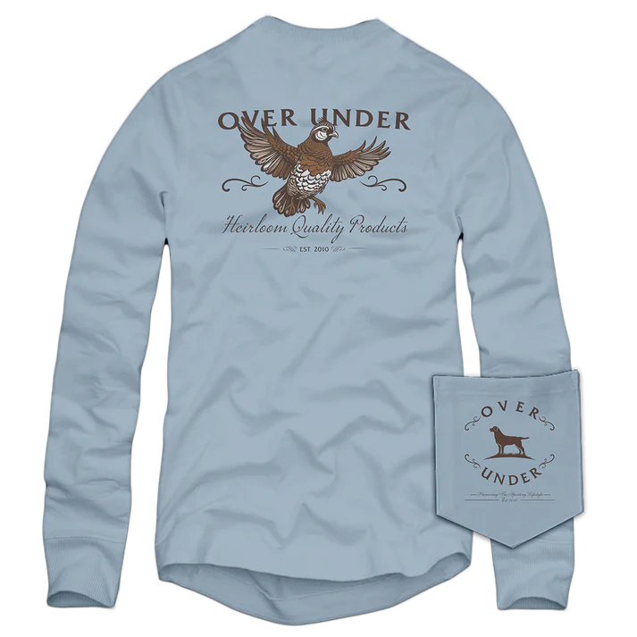 Over Under Long Sleeve Heirloom Quail T-Shirt in Skyride