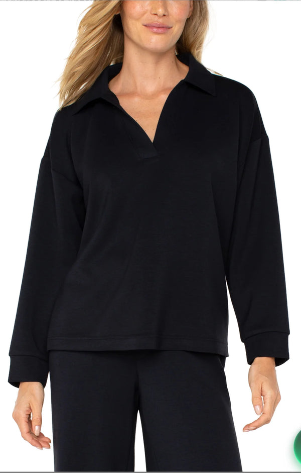 Liverpool V-Neck Popover With Collar Black