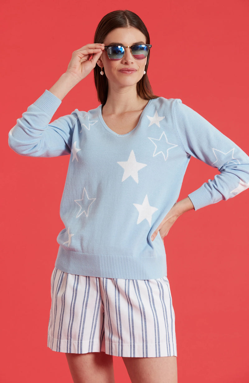 Tyler Boe Star Gazer Cotton Sweater Chambray