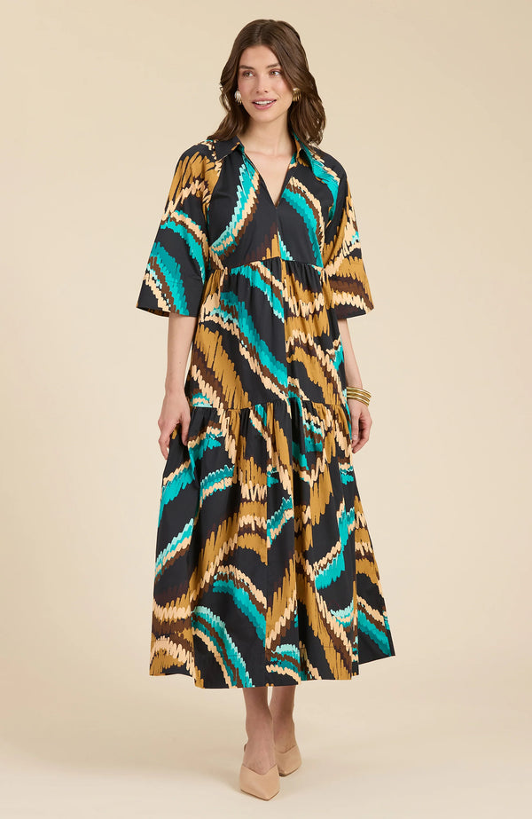 Tyler Boe Cara Sound Wave Midi Dress Multi