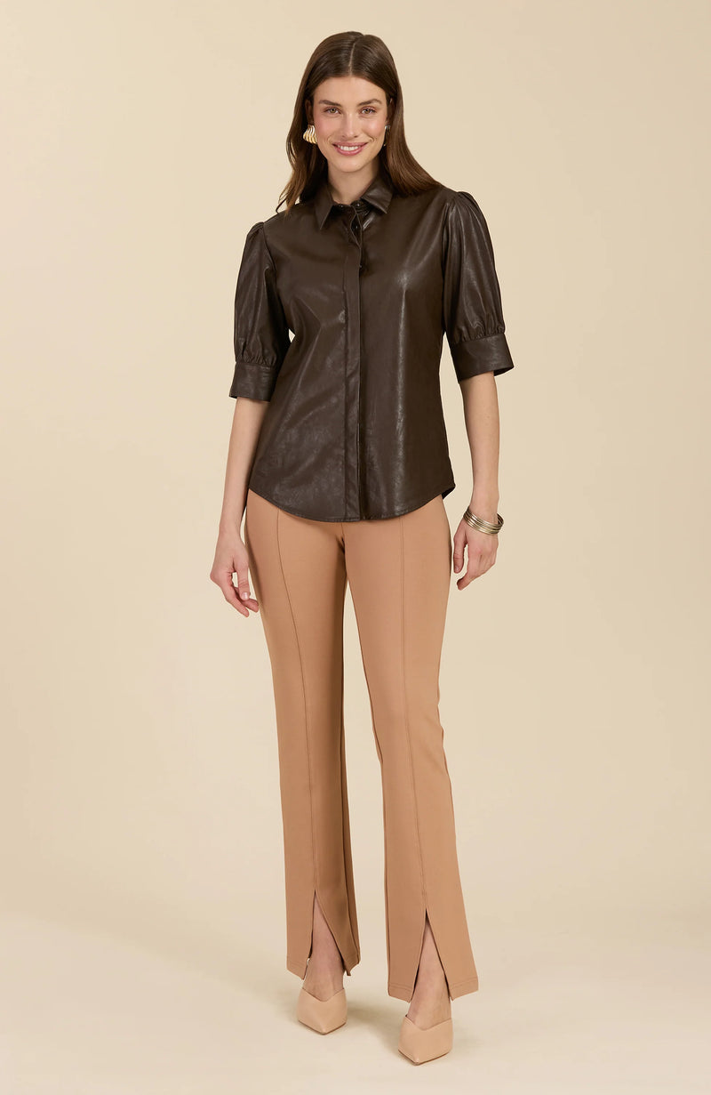 Tyler Boe Alice Pleather Shirt Walnut