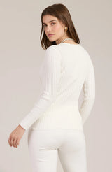 Tyler Boe Cotton Cashmere Ribbed Crewneck Ivory