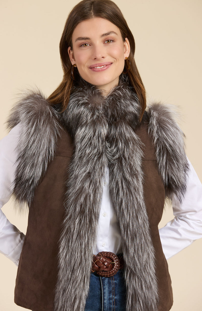 Tyler Boe Fur Suede Vest Walnut