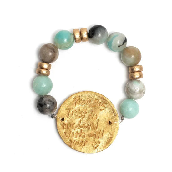 Hidden Truth Stretch Matte Amazonite with Truth Cross Bracelet