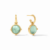 Julie Vos Honeybee Hoop & Charm Earring Iridescent Aquamarine Blue