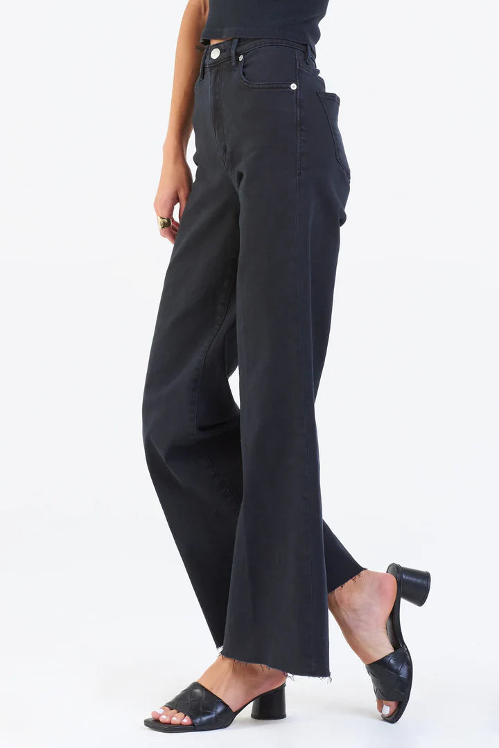 Dear John Fiona High Rise Wide Leg Jeans Black