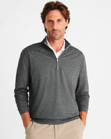 Johnnie-O Vaughn Striped Performance 1/4 Zip Pullover in Black