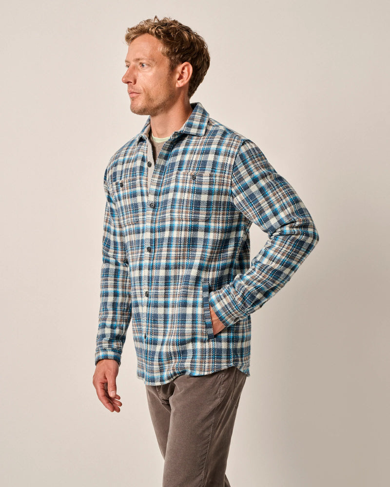 Johnnie-O Opry Flannel Shacket Laguna Blue