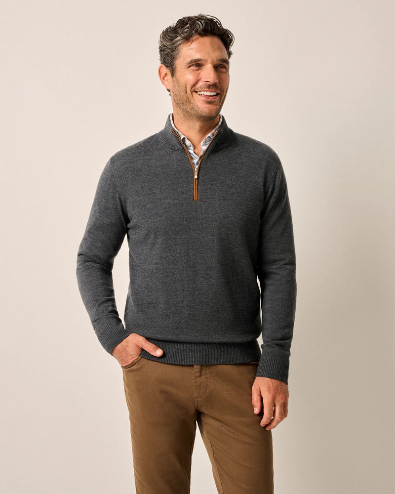 Johnnie-O Raynor Merino 1/4 Zip Sweater Smoke