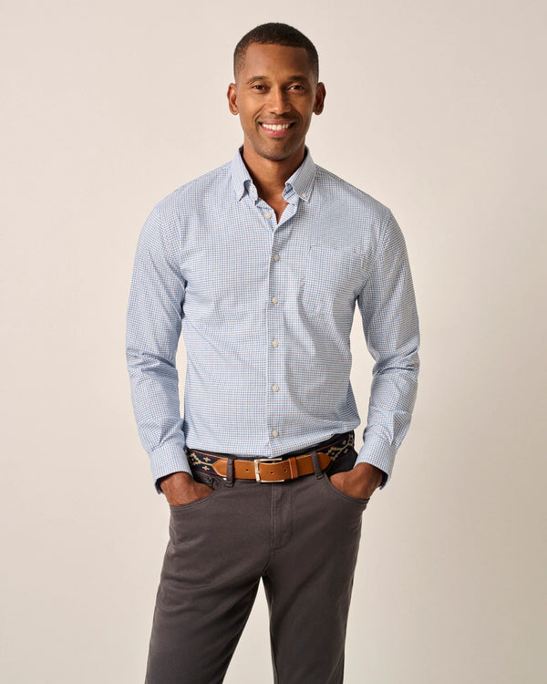 Johnnie-O Shay Performance Button Up Sport Shirt Navy