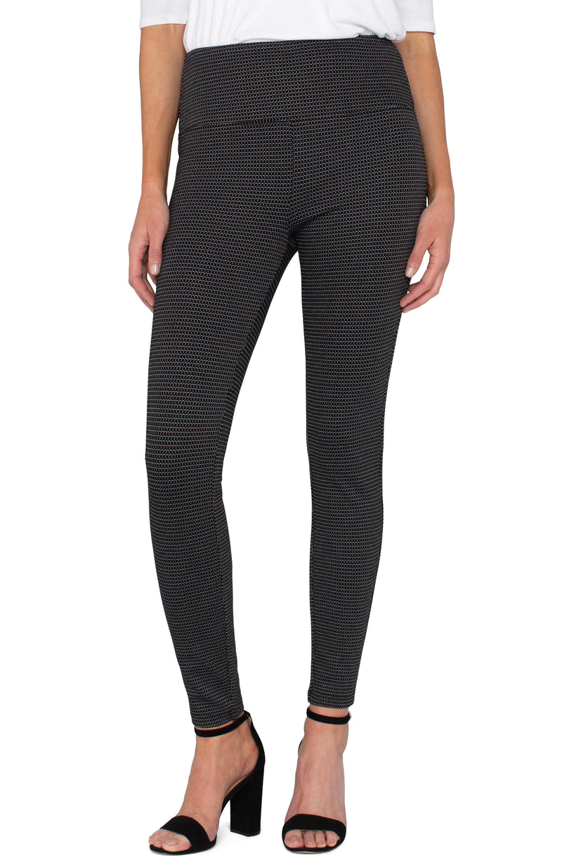 Liverpool Pearl Pull-on Legging 28" Black/White Mini Grid