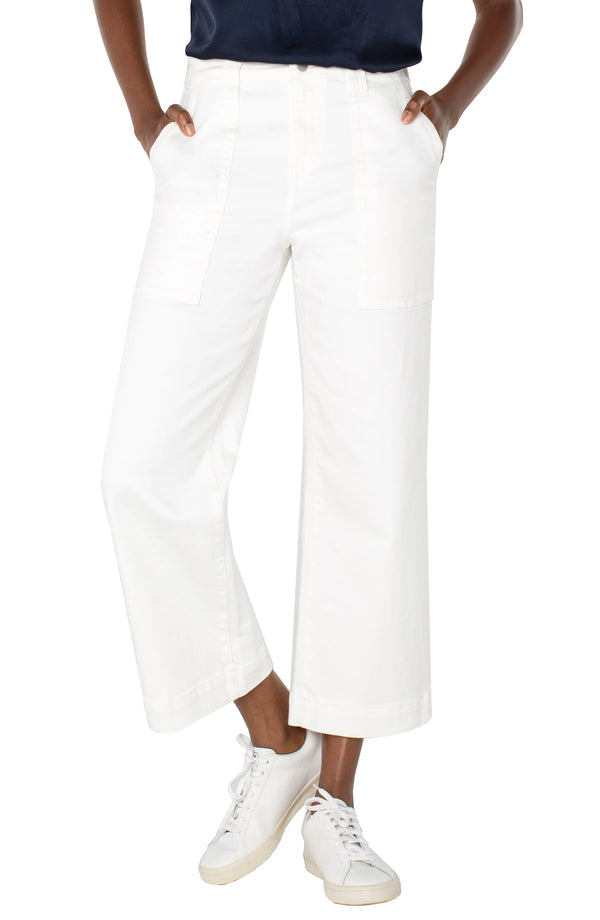 Liverpool The Stride Hi-Rise Crop Wide Leg Bone White