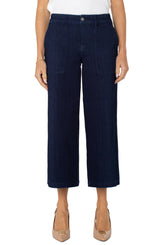 Liverpool Wide Leg Denim Cargo Crop Indigo Rise