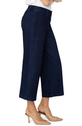 Liverpool Wide Leg Denim Cargo Crop Indigo Rise